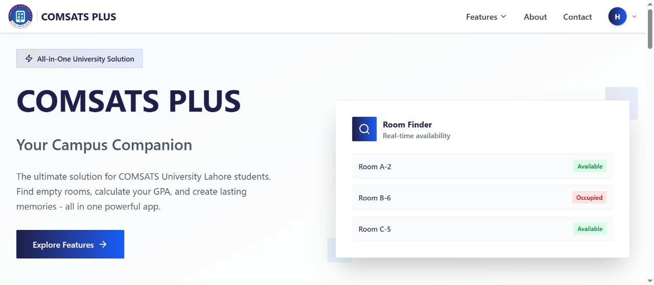 COMSATS Plus App Dashboard