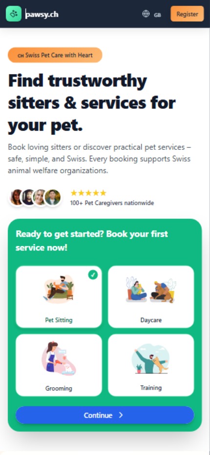Pawsy Pet Sitter Platform Interface